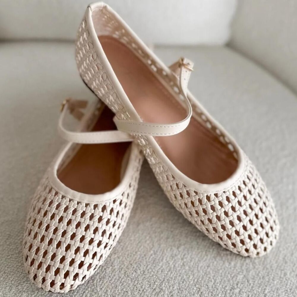 NEW Forever Cream Woven Mary Jane Flats Ballerina US 7.5